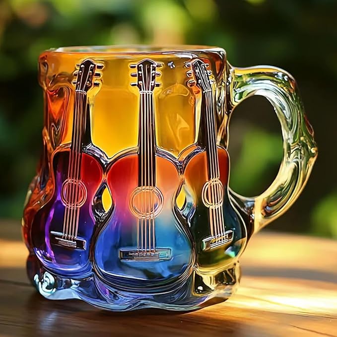 Taza artesanal con diseño de guitarra