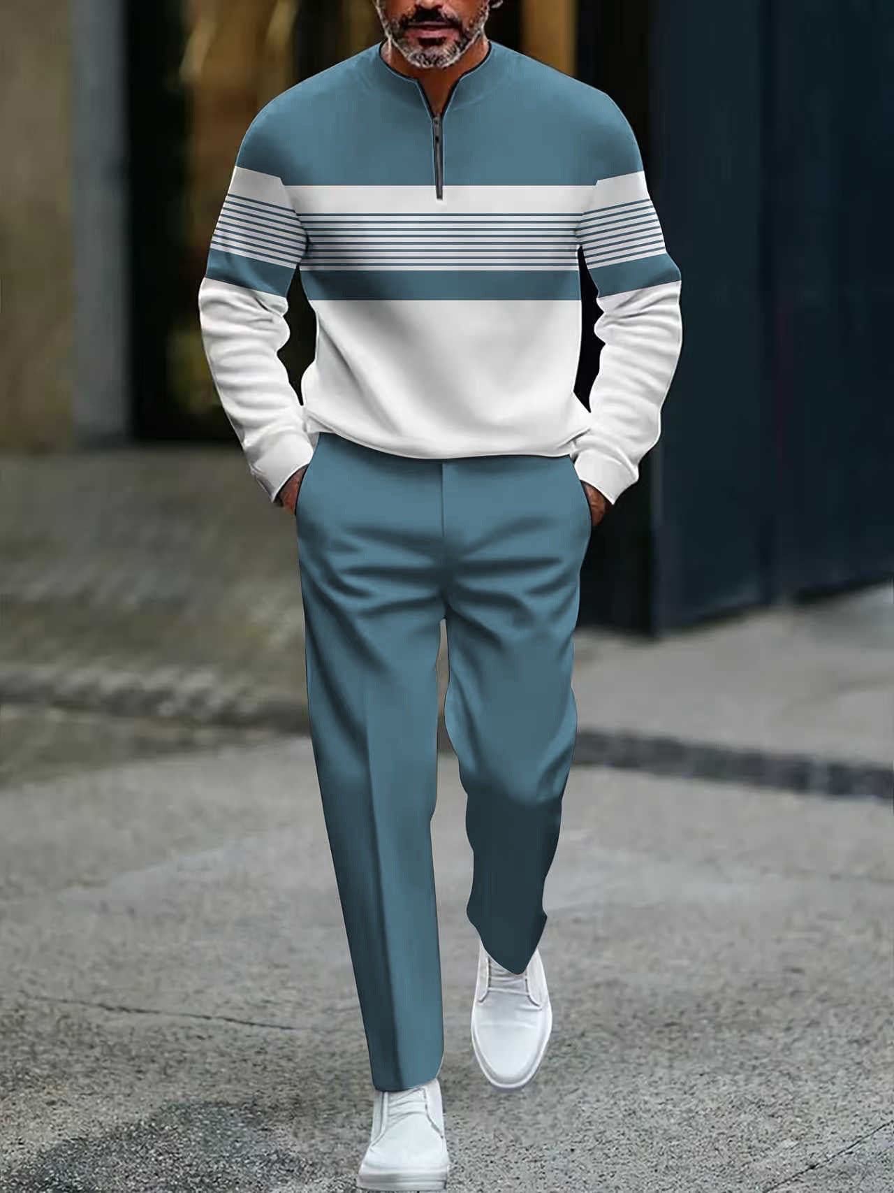 ⌛ Solo quedan 3 días: ¡50 % de descuento en todo! ⏰Conjunto para hombre: jersey con estampado gráfico y pantalones.