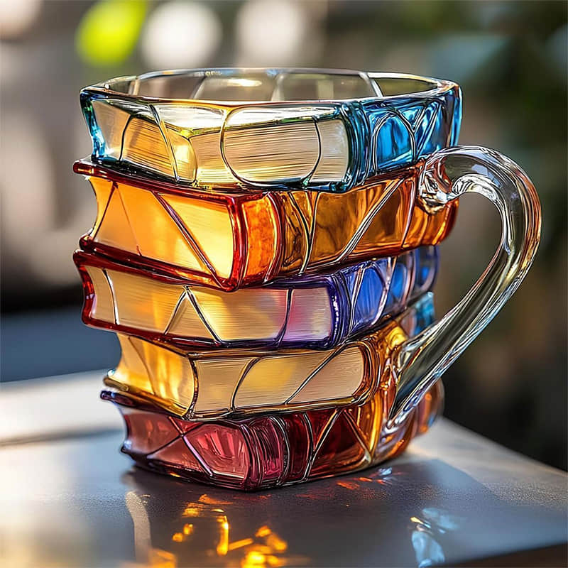 Taza  «Felicidad», única y hecha a mano, para los amantes de la lectura