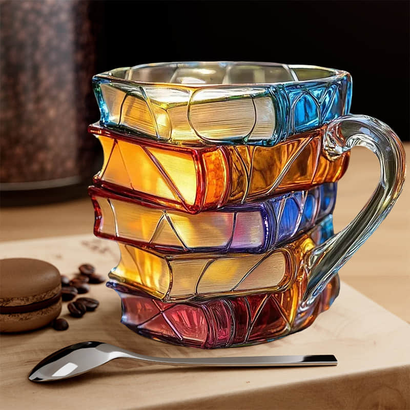Taza  «Felicidad», única y hecha a mano, para los amantes de la lectura