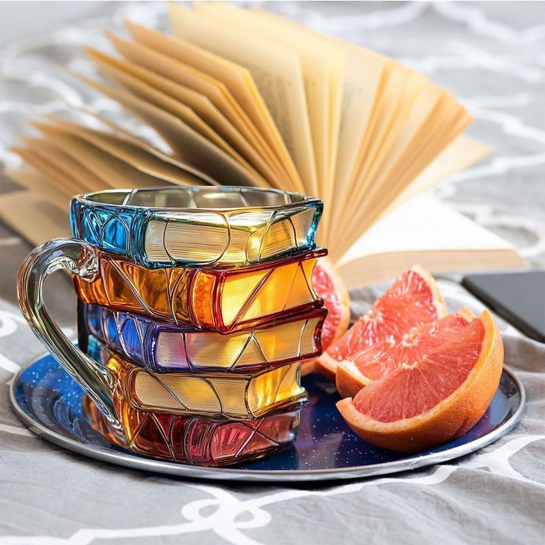 Taza  «Felicidad», única y hecha a mano, para los amantes de la lectura