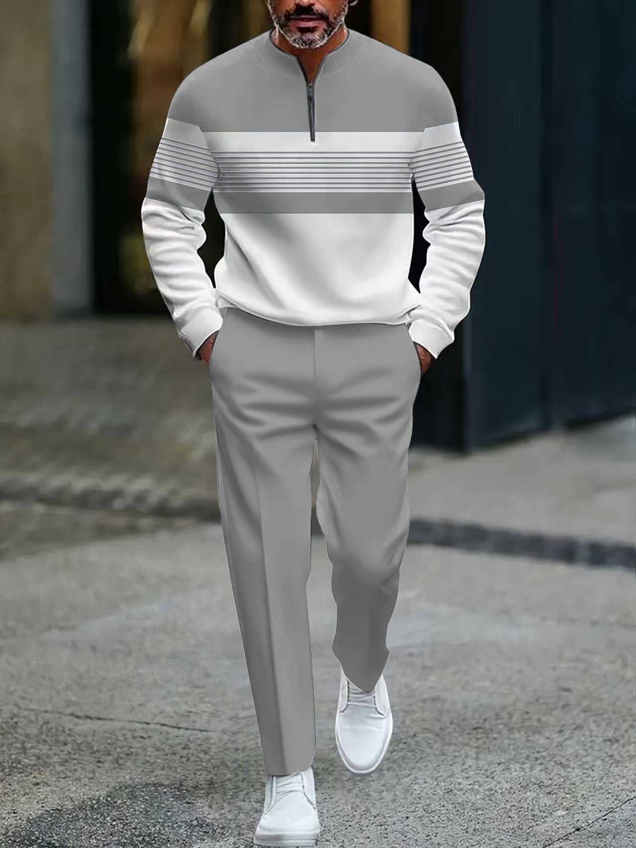 ⌛ Solo quedan 3 días: ¡50 % de descuento en todo! ⏰Conjunto para hombre: jersey con estampado gráfico y pantalones.