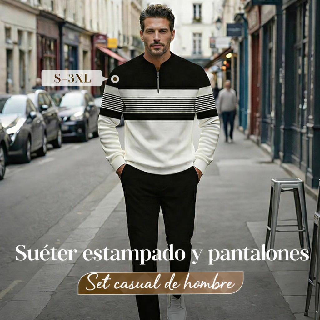 ⌛ Solo quedan 3 días: ¡50 % de descuento en todo! ⏰Conjunto para hombre: jersey con estampado gráfico y pantalones.