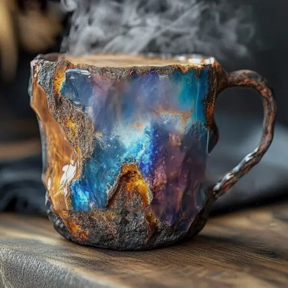 Tazas de café minerales con cristales incrustados