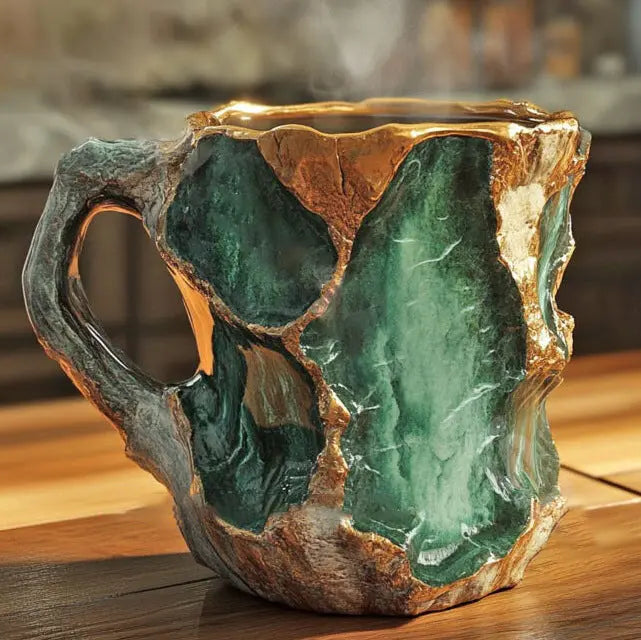 Tazas de café minerales con cristales incrustados