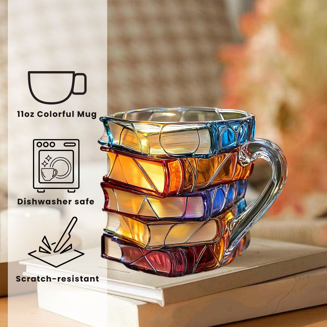 Taza  «Felicidad», única y hecha a mano, para los amantes de la lectura